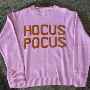 Hocus Pocus- Pink Lily Soft Pink Sweater Women’s/Teen Halloween Size Large - New